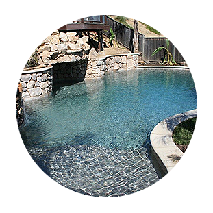 Pool with Crystal Blue Water and Stone Features
